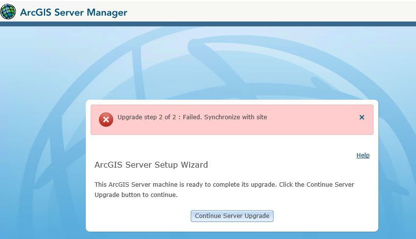 Arcgis server setup wizard error message